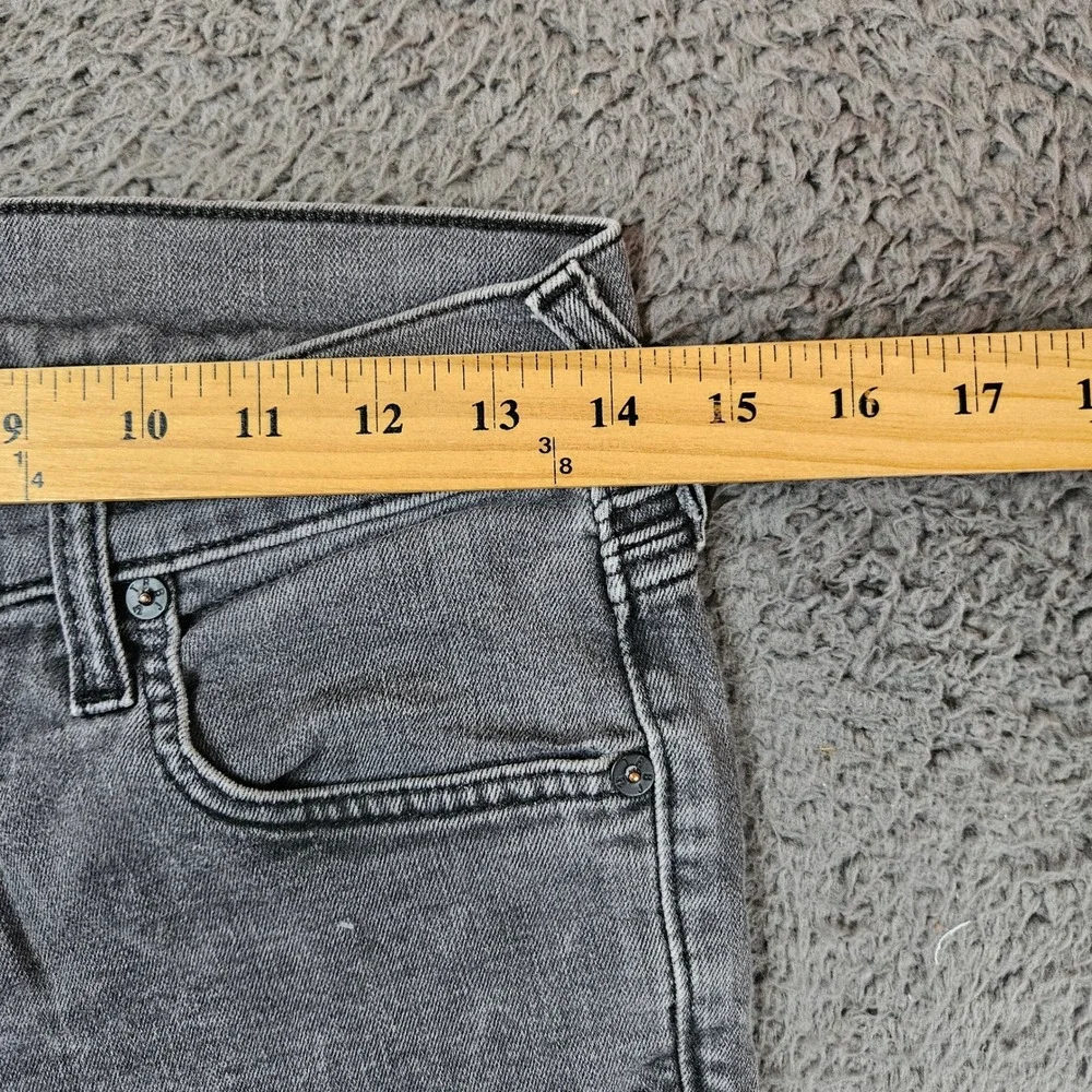 True Religion Rocco Relaxed Skinny Moto Biker Jeans Gray Acid Wash Size 28